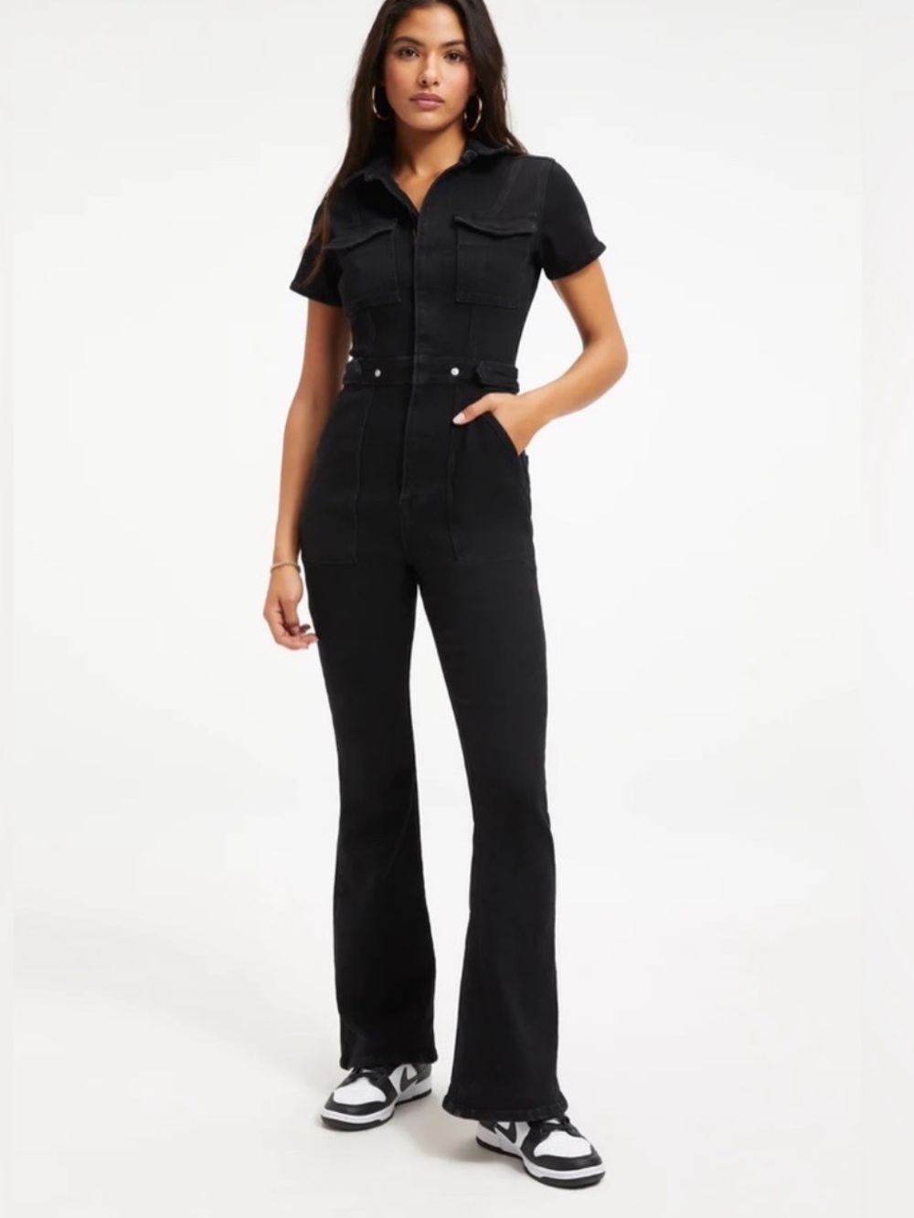 GOOD AMERICAN Fit For Success Utility Denim Jumpsuit